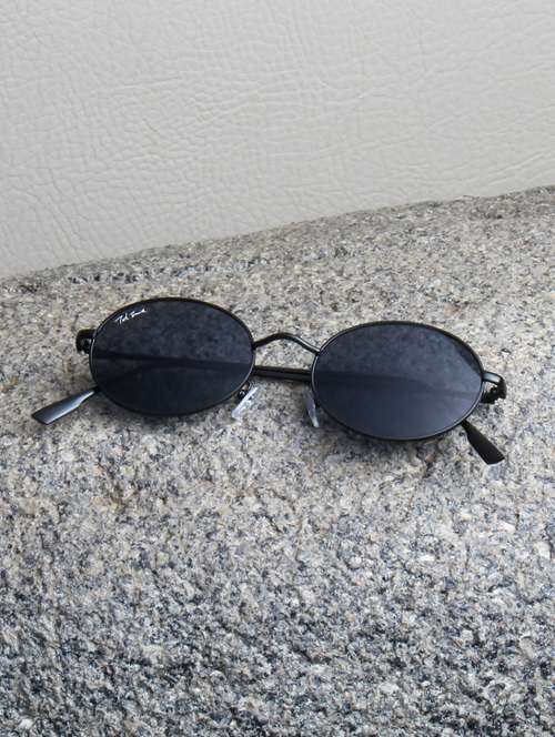 ted smith unisex metal oval black sunglasses with uv protected lenses - 22146587 -  Standard Image - 0