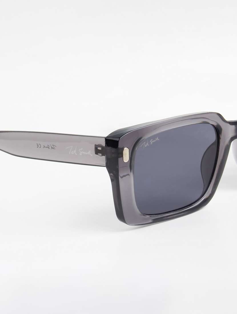 ted smith unisex square grey black sunglasses with uv protected lenses - 22146588 -  Standard Image - 5