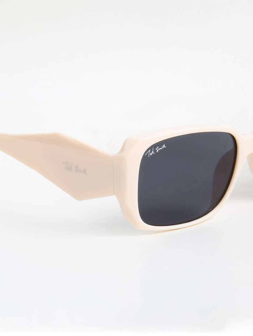 ted smith unisex regtangle beige black sunglasses with uv protected lenses - 22146589 -  Standard Image - 5