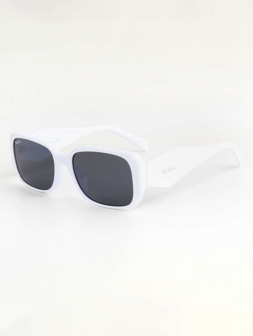 ted smith unisex regtangle white black sunglasses with uv protected lenses - 22146590 -  Standard Image - 3