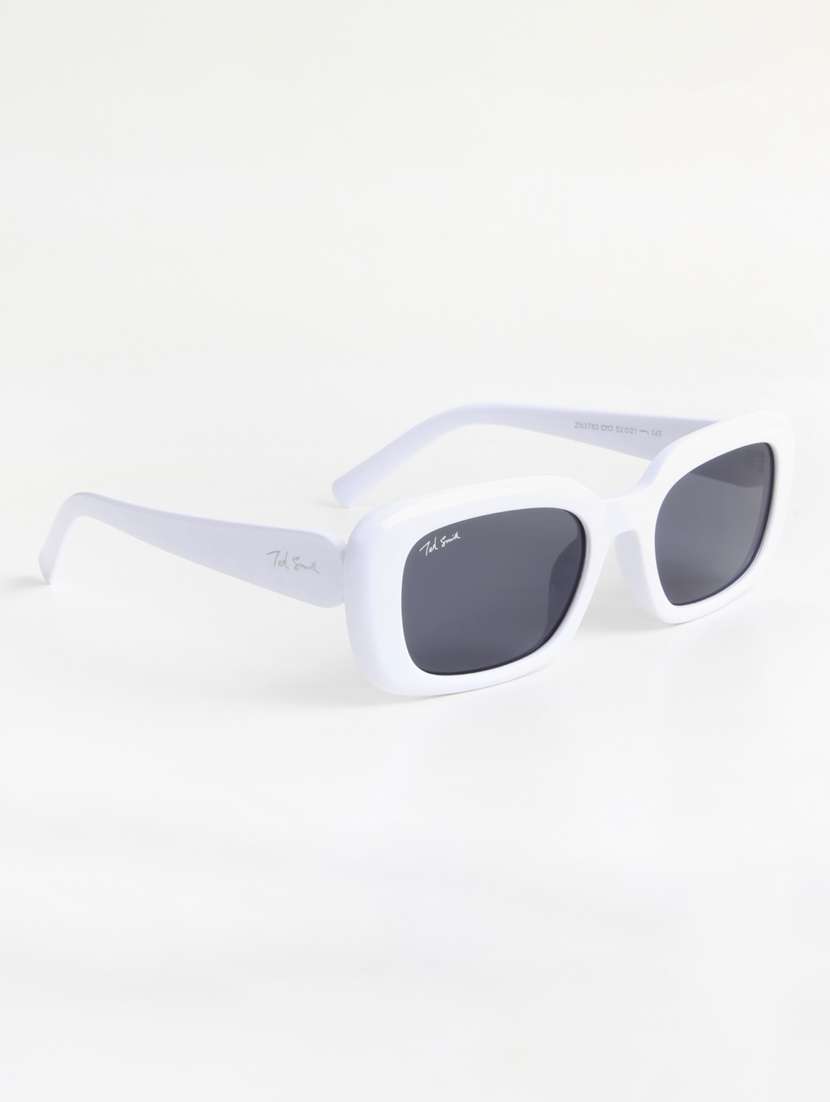 ted smith unisex rectangle white black sunglasses with uv protected lenses - 22146591 -  Standard Image - 3