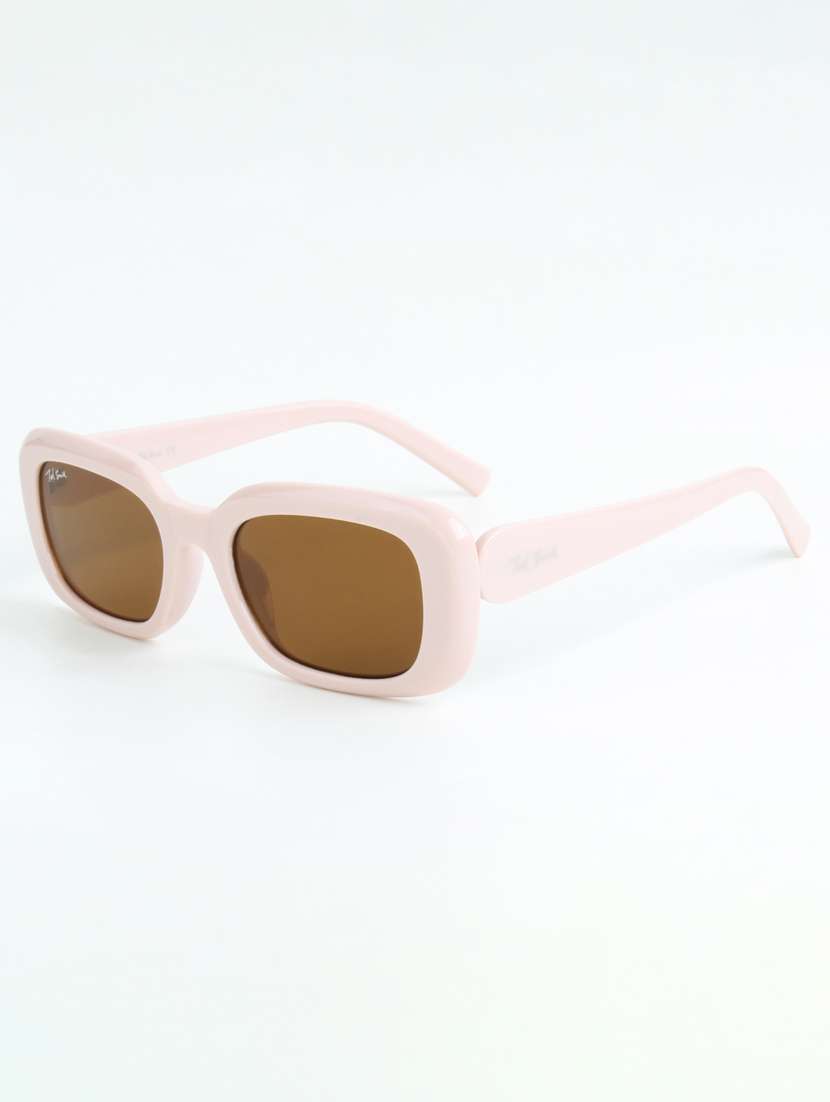 ted smith unisex rectangle pink brown sunglasses with uv protected lenses - 22146592 -  Standard Image - 3