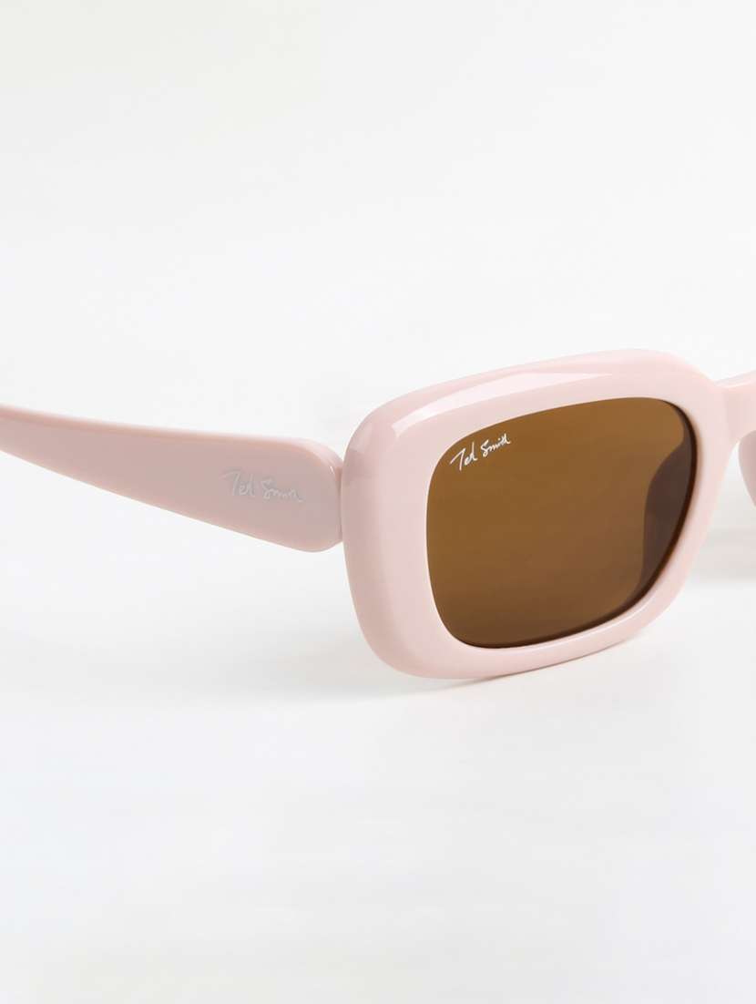 ted smith unisex rectangle pink brown sunglasses with uv protected lenses - 22146592 -  Standard Image - 5