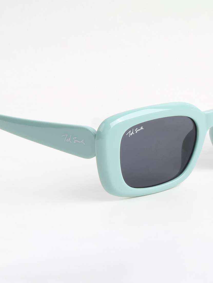 ted smith unisex rectangle green black sunglasses with uv protected lenses - 22146594 -  Standard Image - 5