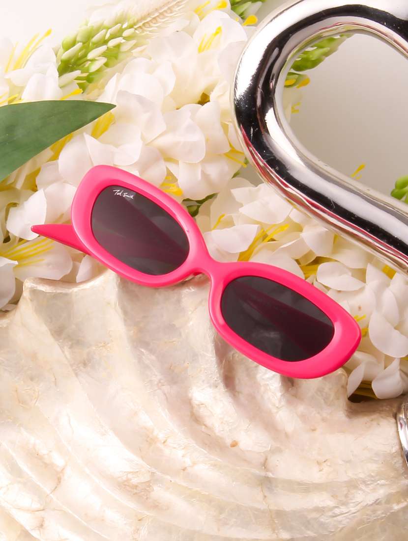 ted smith unisex oval fuchsia sunglasses with uv protected lenses - 22146595 -  Zoom Image - 0
