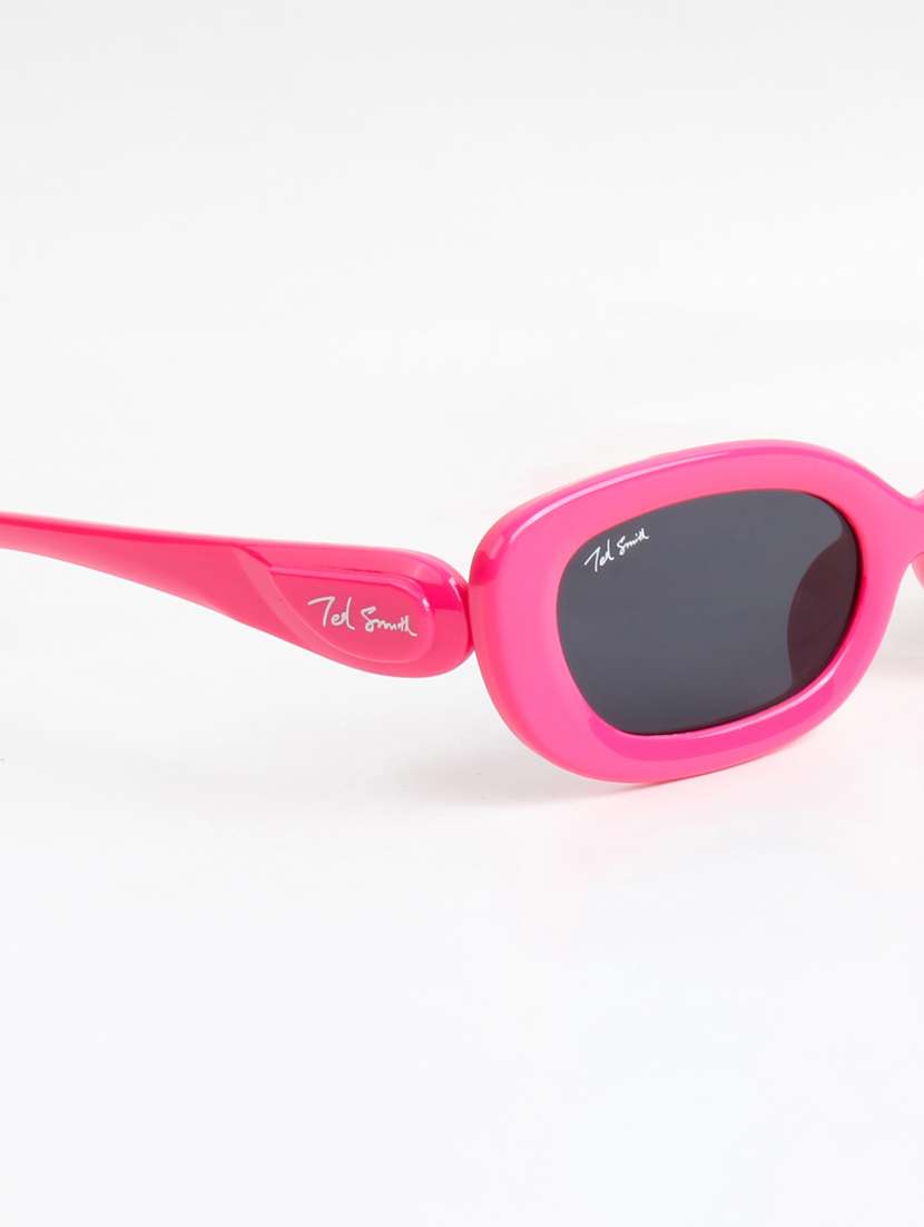 ted smith unisex oval fuchsia sunglasses with uv protected lenses - 22146595 -  Standard Image - 5