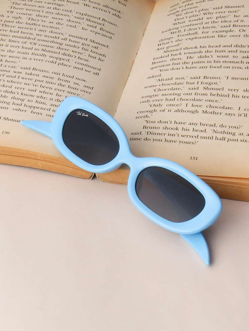 ted smith women oval blue black sunglasses with uv protected lenses