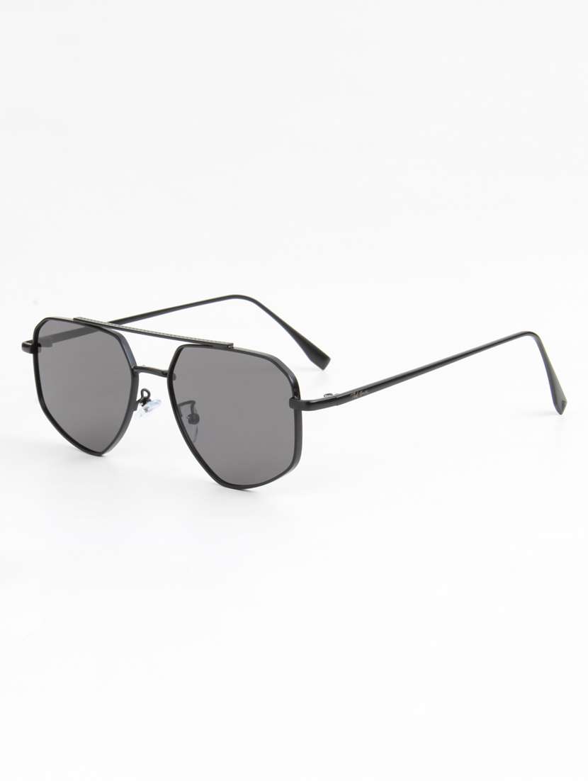 ted smith unisex aviator rhombus black sunglasses with uv protected lenses - 22146597 -  Standard Image - 3