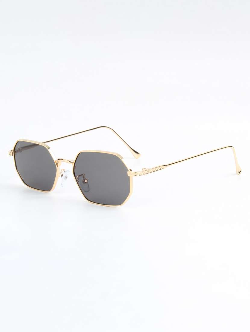 ted smith unisex septagon gold black sunglasses with uv protected lenses - 22146599 -  Standard Image - 3