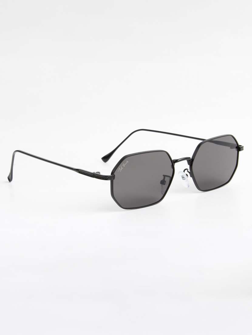 ted smith unisex heptagon black sunglasses with uv protected lenses - 22146600 -  Standard Image - 3