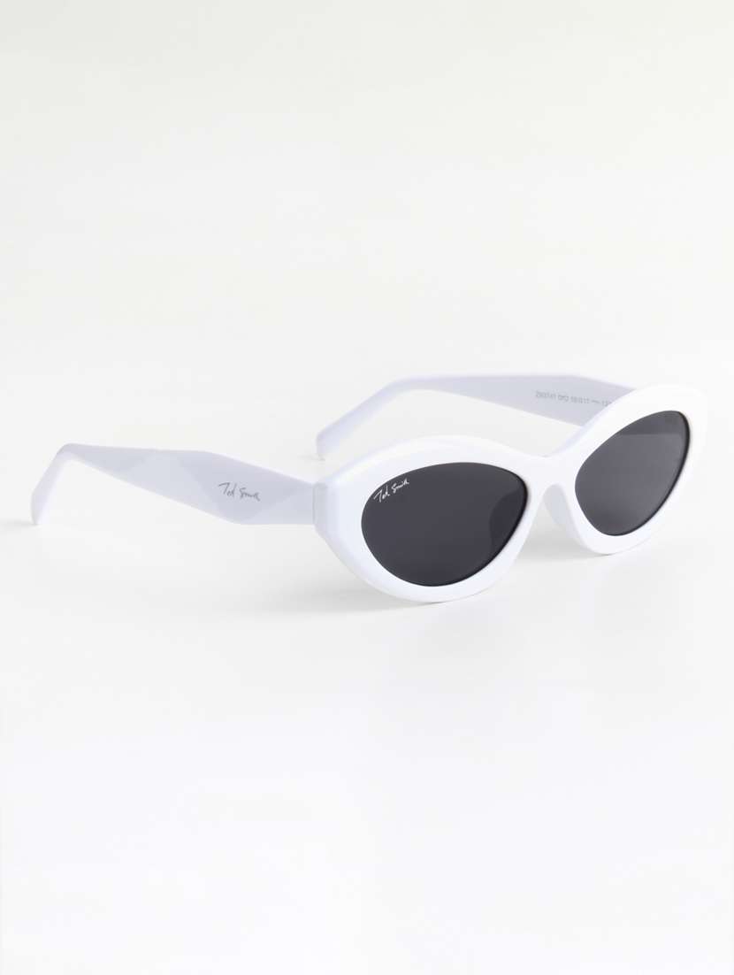 ted smith unisex cat eye white black sunglasses with uv protected lenses - 22146602 -  Standard Image - 3