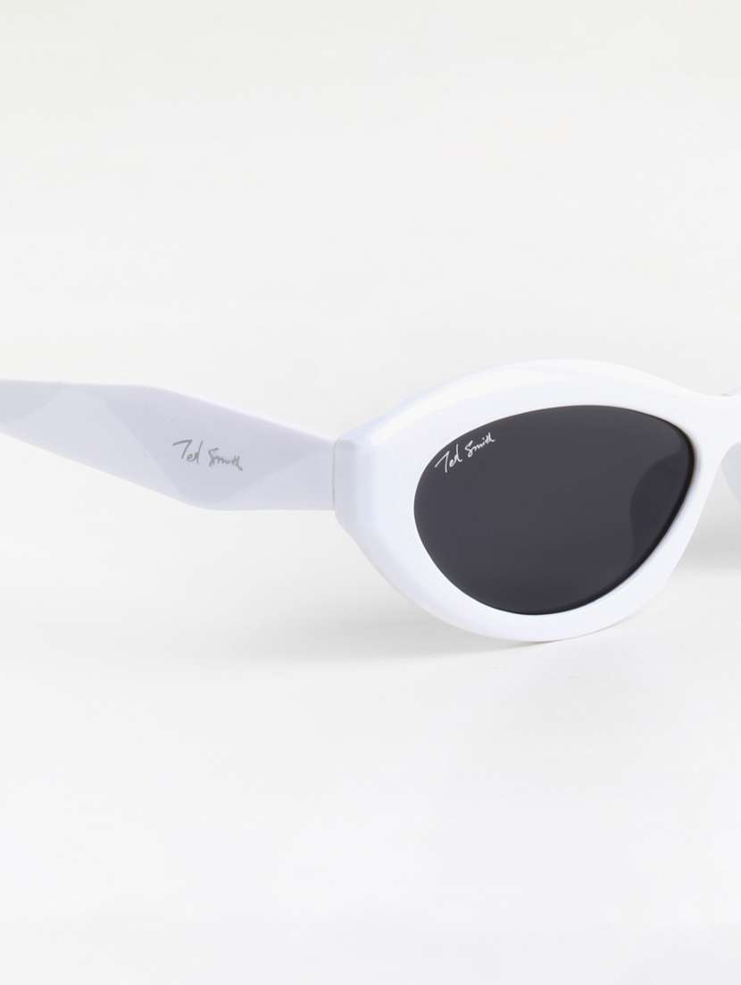ted smith unisex cat eye white black sunglasses with uv protected lenses - 22146602 -  Standard Image - 5