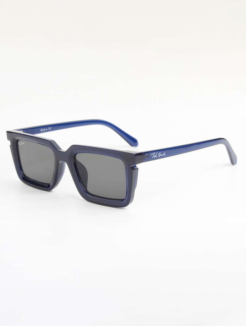 ted smith unisex rectangle blue black sunglasses with uv protected lenses - 22146604 -  Standard Image - 3
