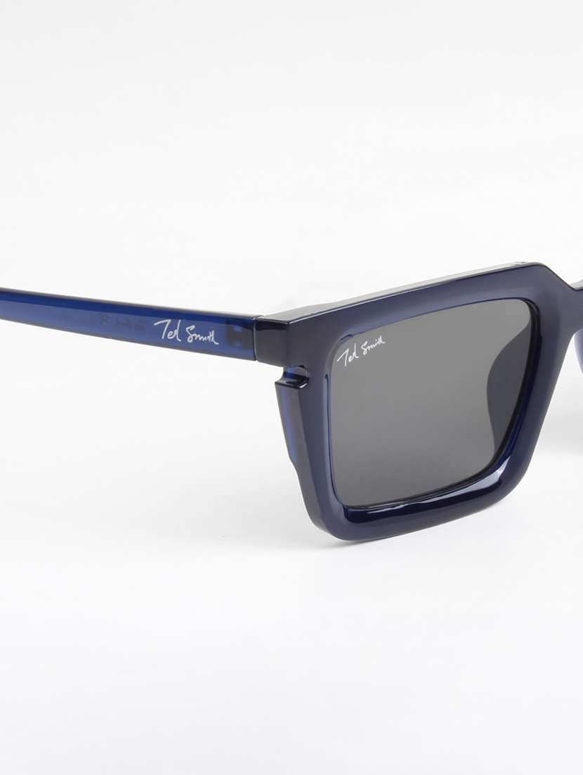 ted smith unisex rectangle blue black sunglasses with uv protected lenses - 22146604 -  Standard Image - 5