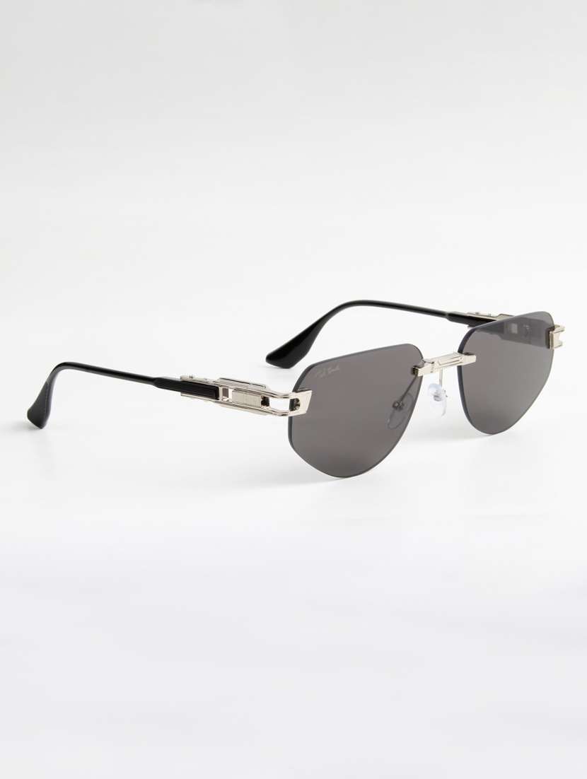 ted smith unisex rimless silver black sunglasses with uv protected lenses - 22146607 -  Standard Image - 3