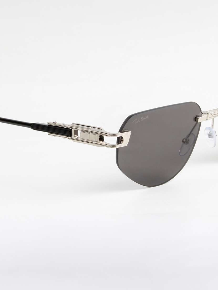 ted smith unisex rimless silver black sunglasses with uv protected lenses - 22146607 -  Standard Image - 5