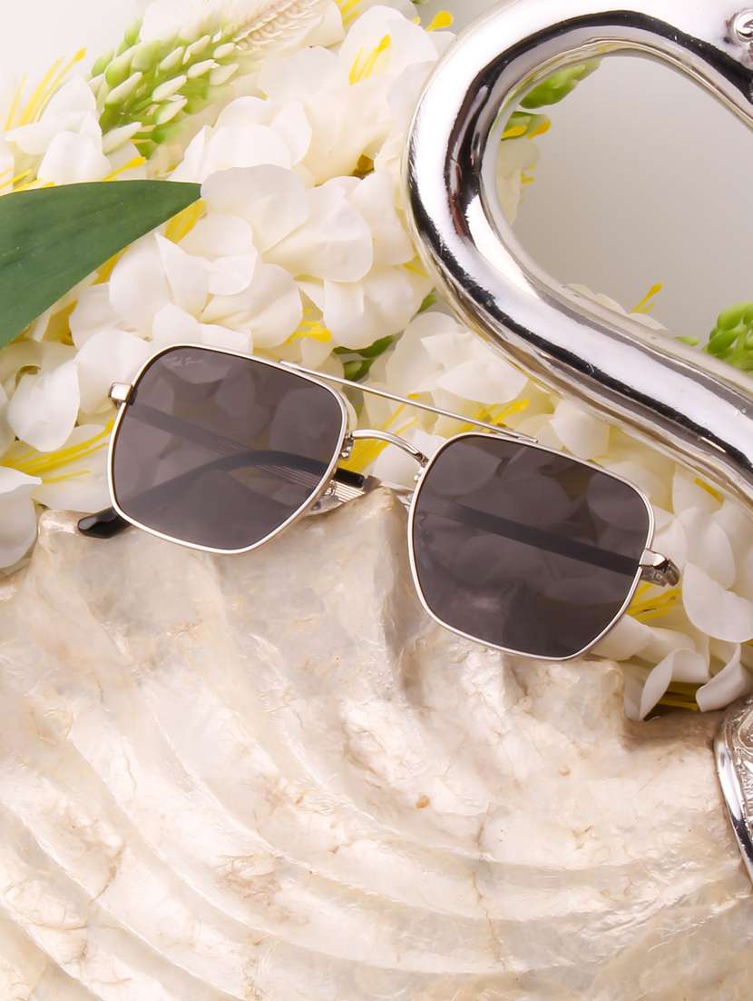 ted smith unisex aviator square silver black uv protected sunglasses - 22146609 -  Zoom Image - 0