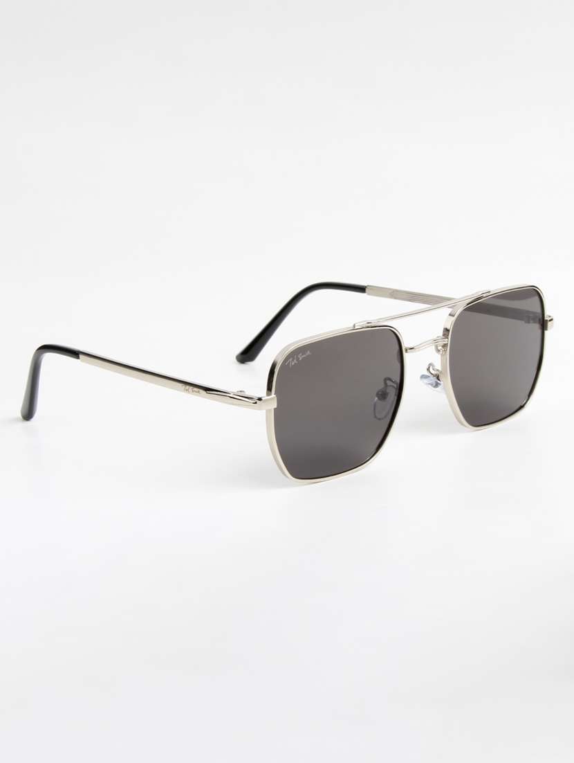 ted smith unisex aviator square silver black uv protected sunglasses - 22146609 -  Standard Image - 3