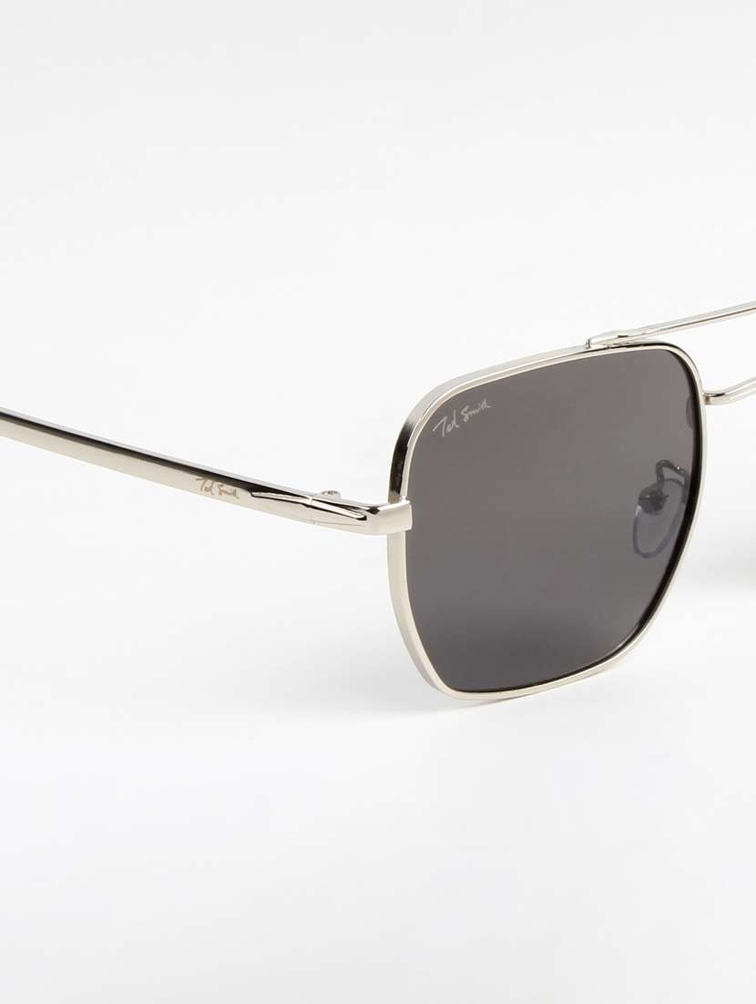 ted smith unisex aviator square silver black uv protected sunglasses - 22146609 -  Standard Image - 5