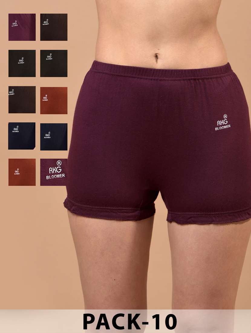 women pack of 10 solid mid rise boy shorts 