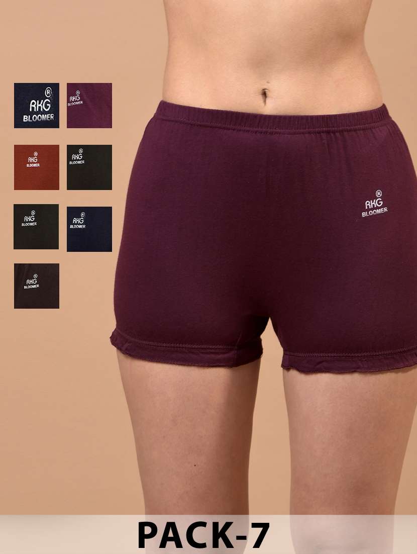 women pack of 7 solid mid rise boy shorts