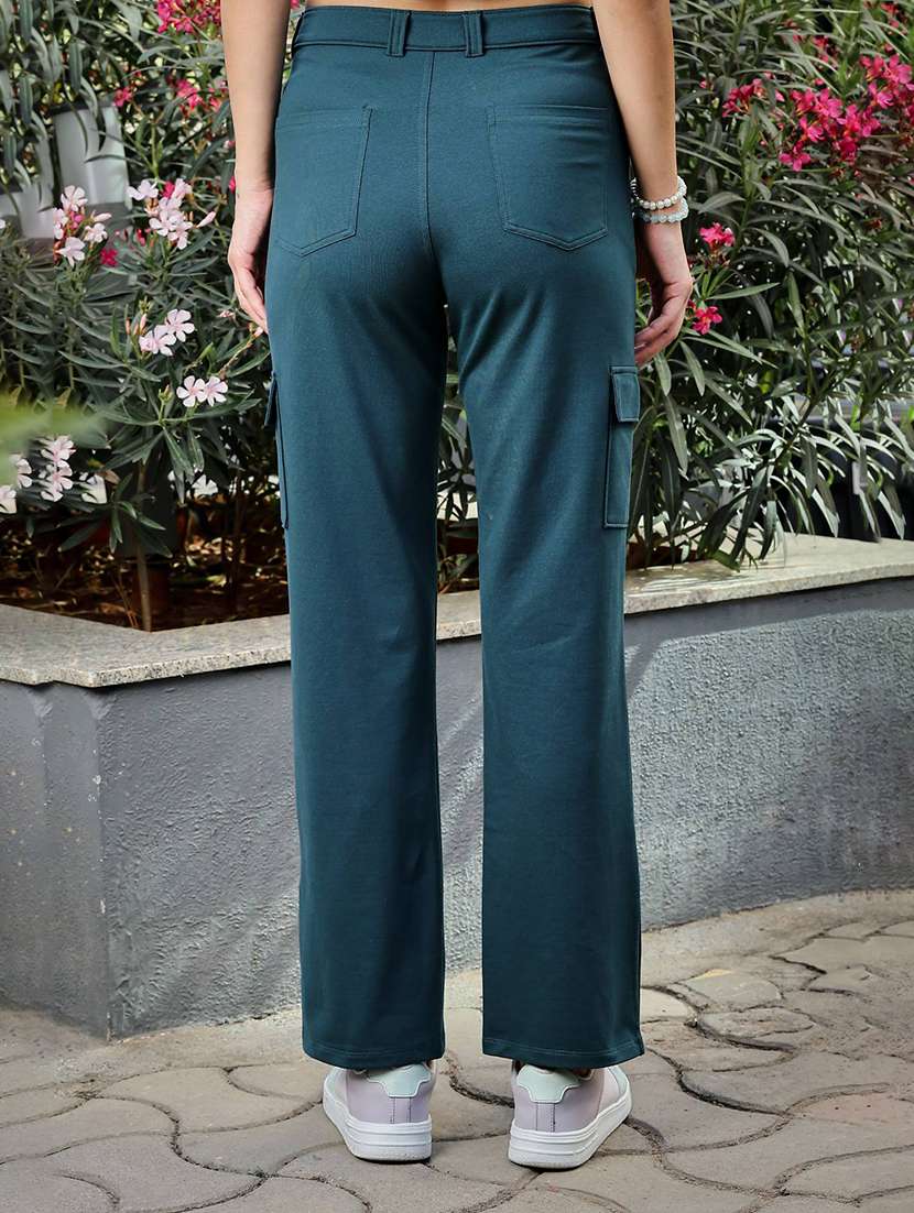 women solid mid rise cargo - 22146623 -  Standard Image - 3