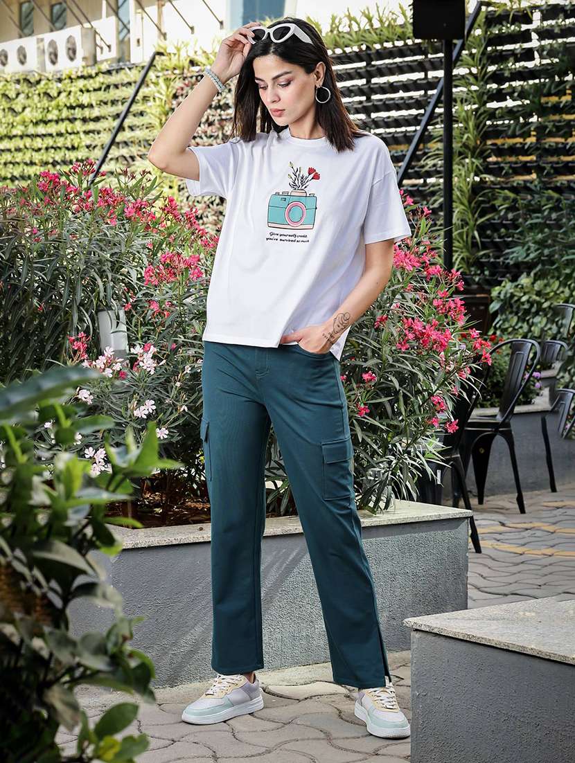 women solid mid rise cargo - 22146623 -  Standard Image - 5