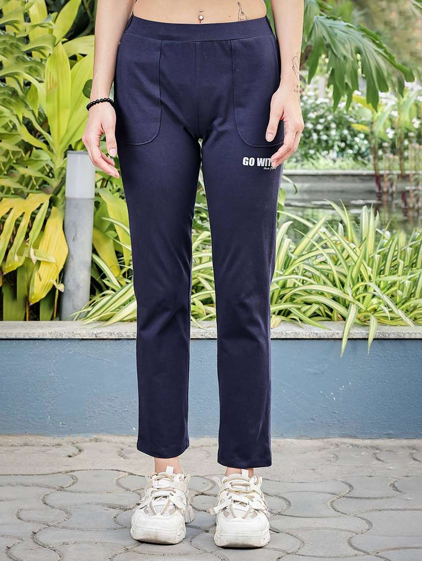 women solid mid rise regular track pant - 22146624 -  Zoom Image - 0