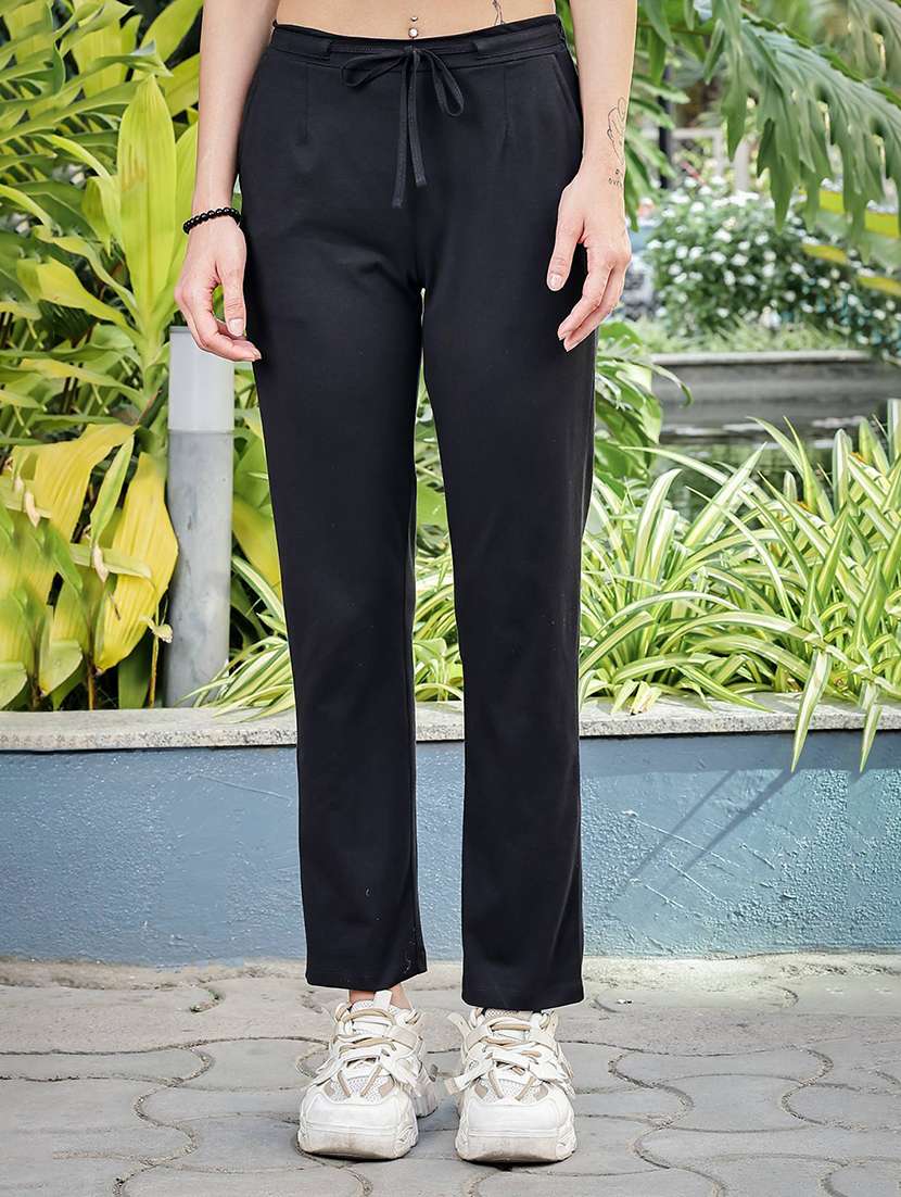 women solid mid rise regular track pant - 22146625 -  Zoom Image - 0