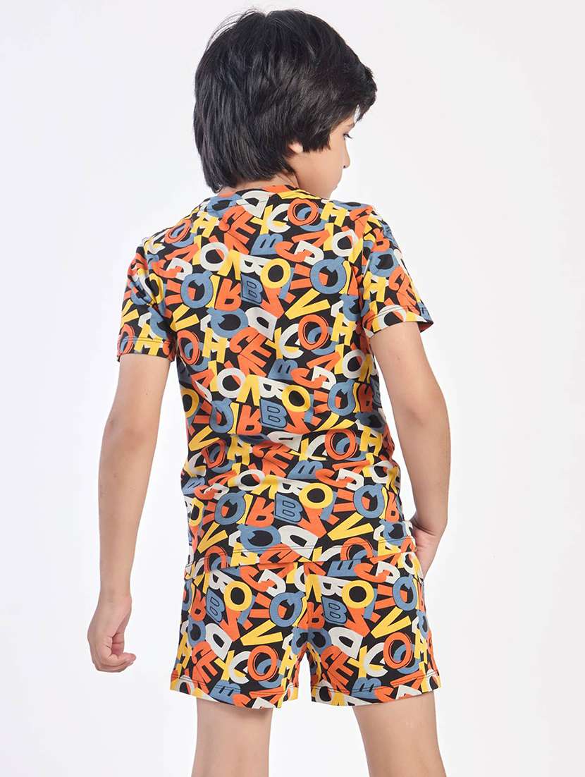 boys printed t-shirt and shorts co-ord set - 22146627 -  Standard Image - 3