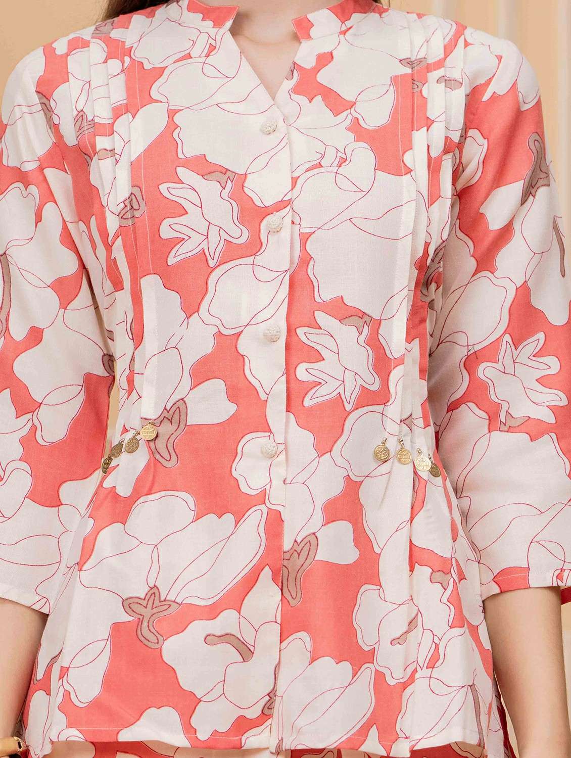 women three quarter sleeve regular fit ethnic co-ord set - 22146633 -  Standard Image - 5