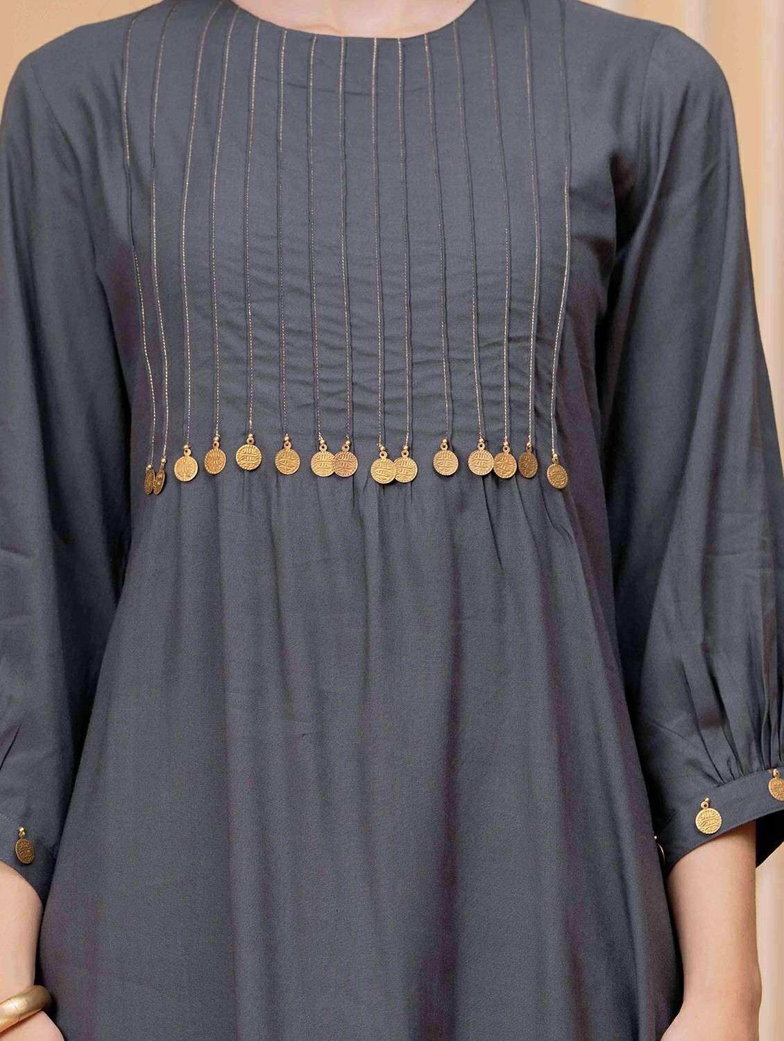 women three quarter sleeve regular fit ethnic co-ord set - 22146641 -  Standard Image - 5