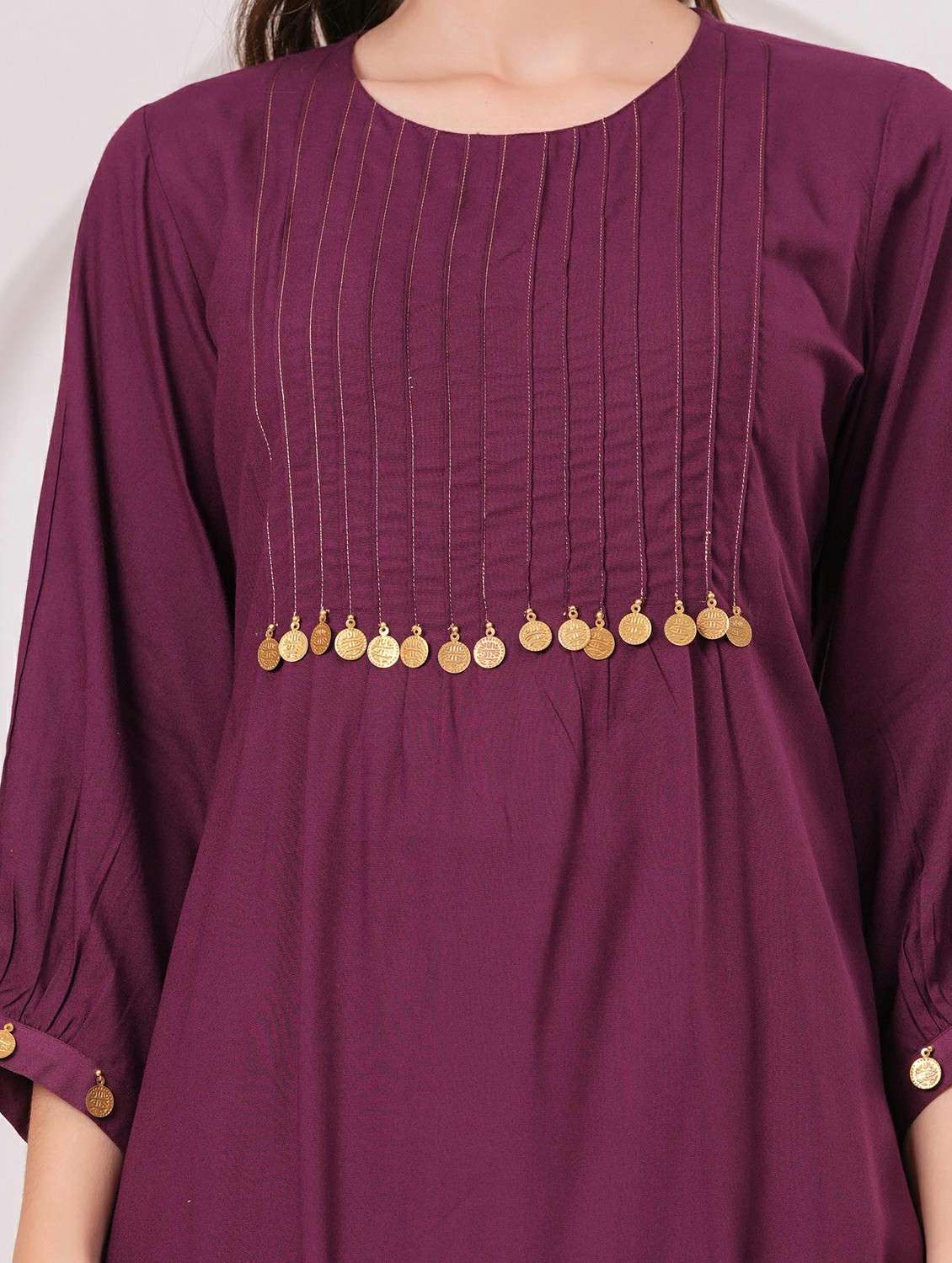 women three quarter sleeve regular fit ethnic co-ord set - 22146642 -  Standard Image - 5