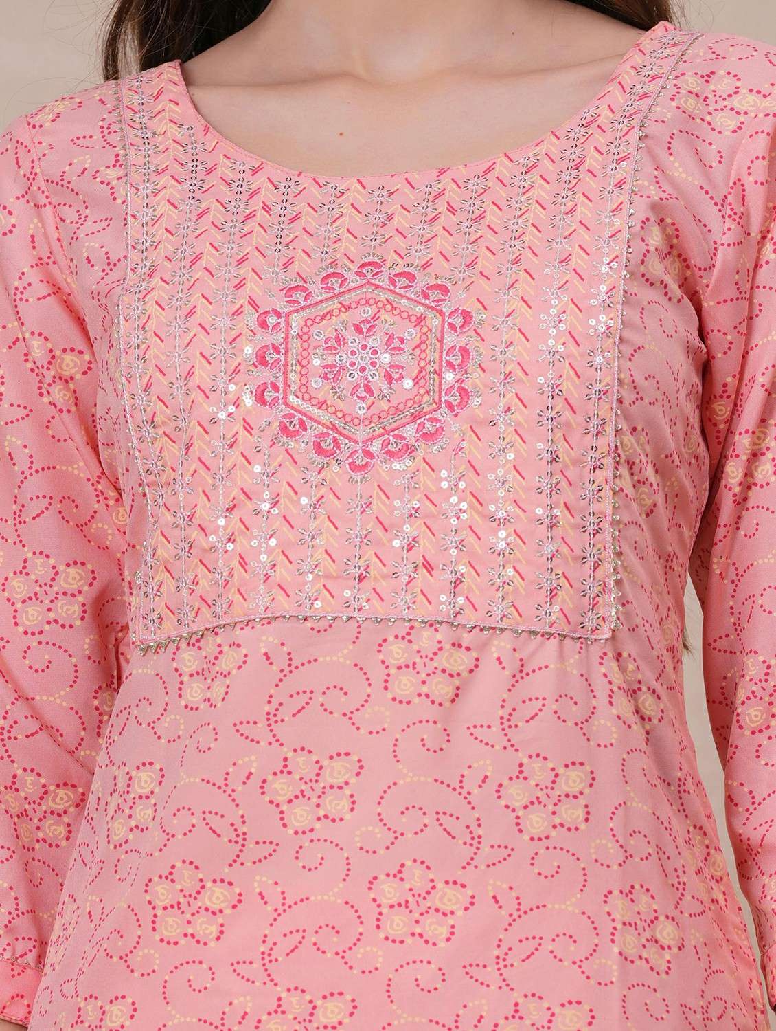 women printed three quarter sleeve kurta pant with dupatta set - 22146643 -  Standard Image - 5