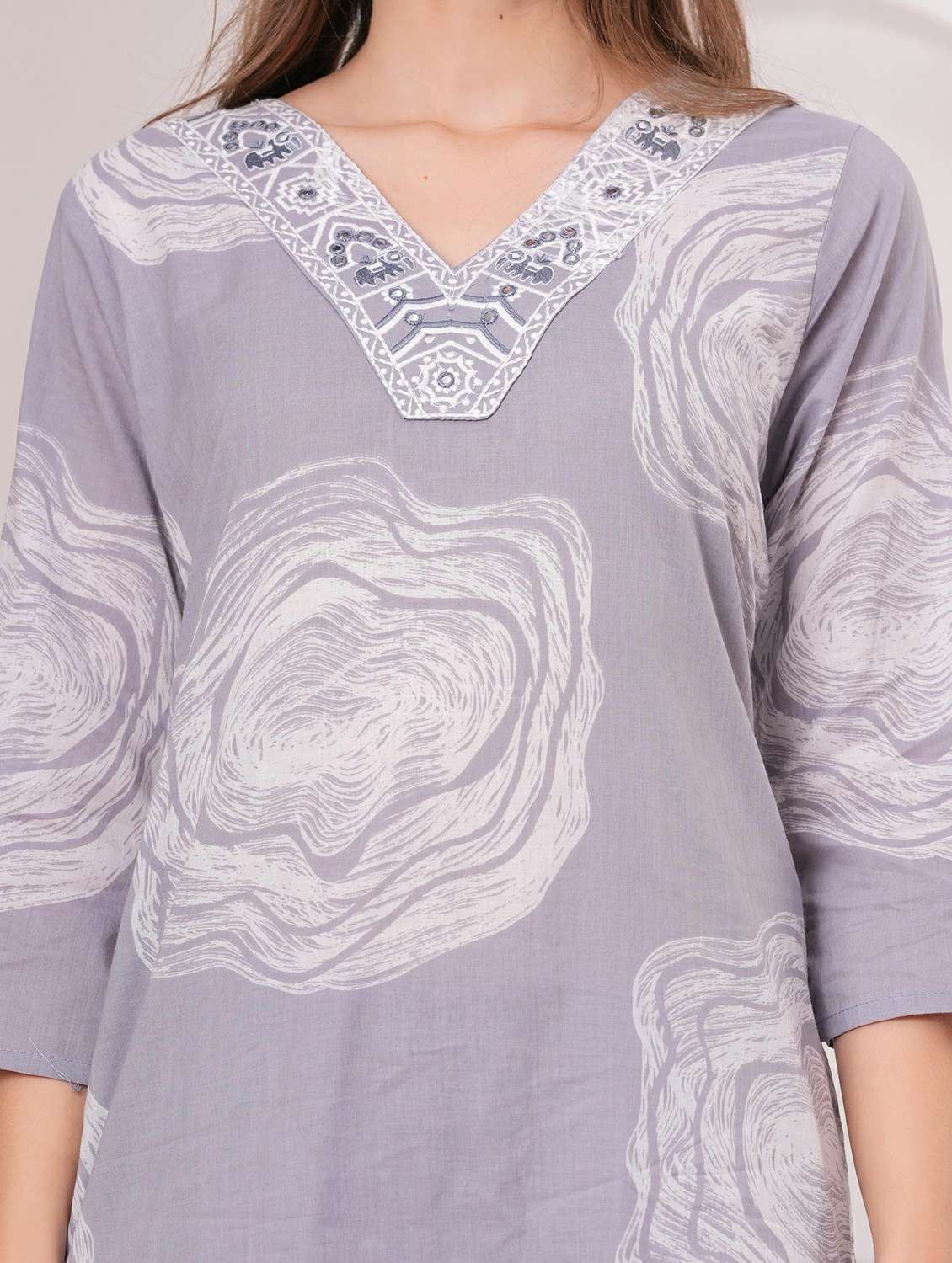 women printed three quarter sleeve kurta pant with dupatta set - 22146659 - Standard Image - 5