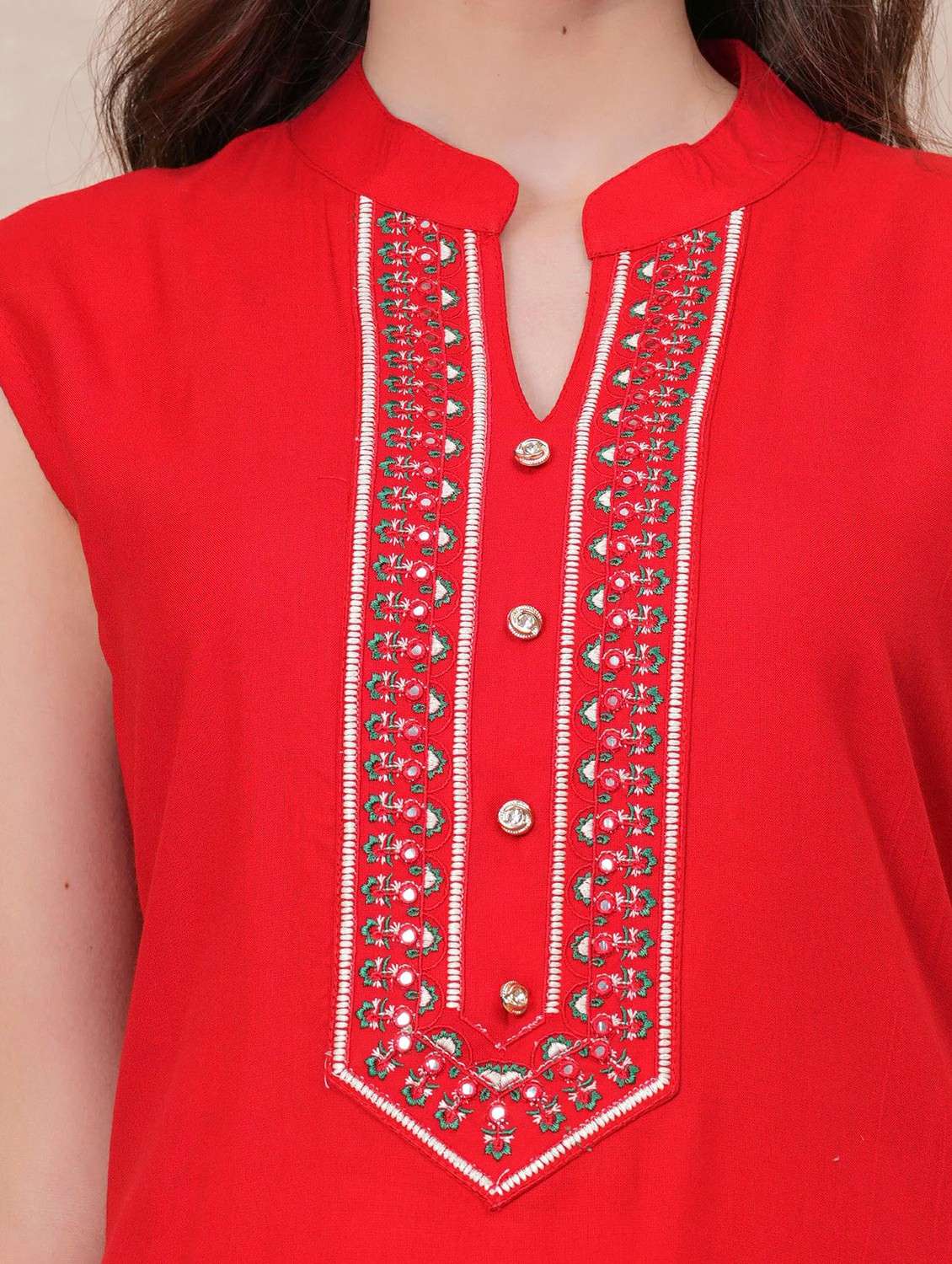 women embroidered sleeveless kurta palazzo set - 22146664 - Standard Image - 5
