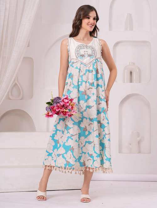women floral sleeveless a-line ethnic dress - 22146671 - Standard Image - 0