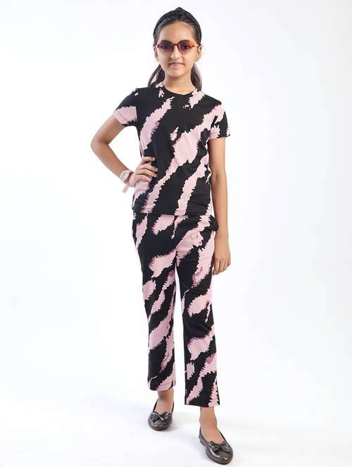 girls printed top & trouser co-ord set - 22146681 - Standard Image - 0
