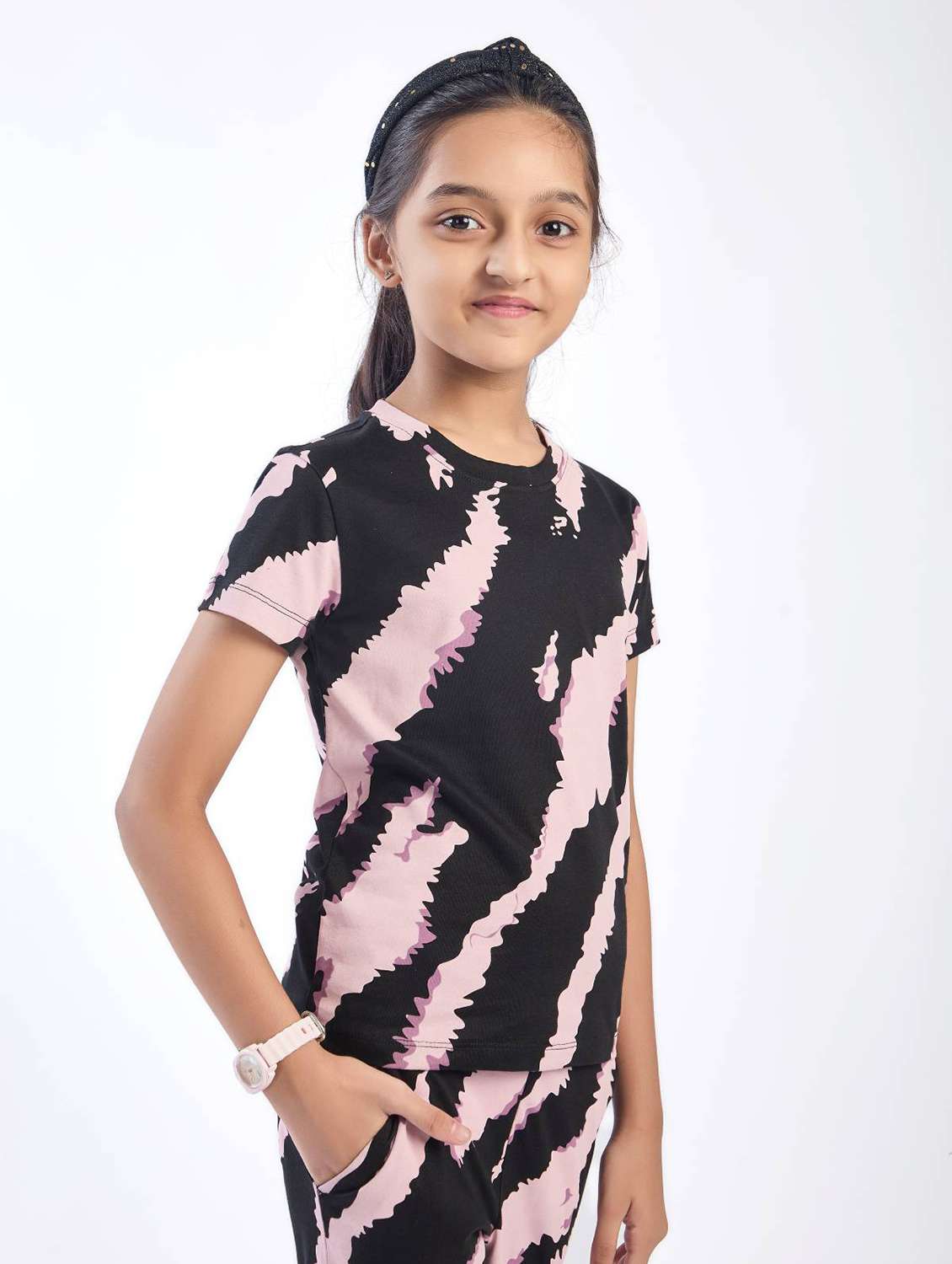 girls printed top & trouser co-ord set - 22146681 - Standard Image - 3