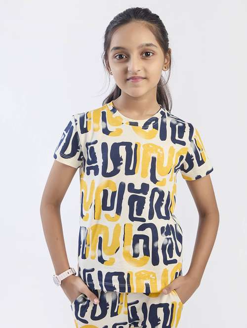 girls printed top & trouser co-ord set - 22146682 - Standard Image - 0