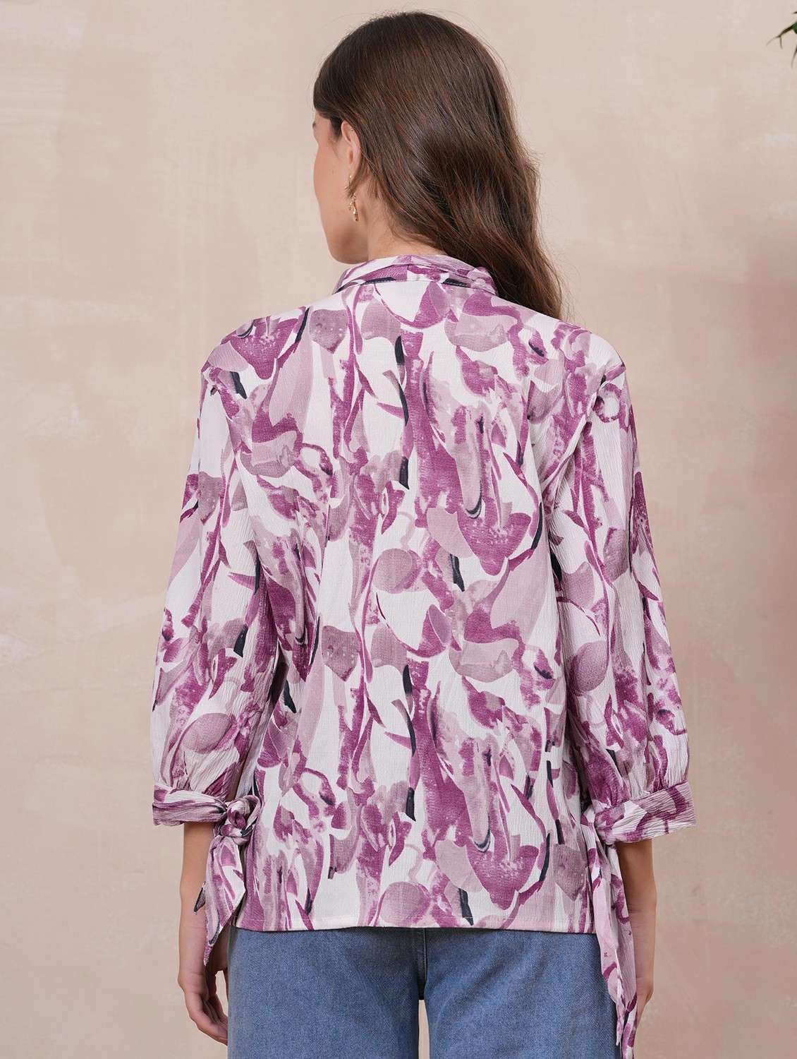 women printed three quarter sleeve regular shirt - 22146689 - Standard Image - 3