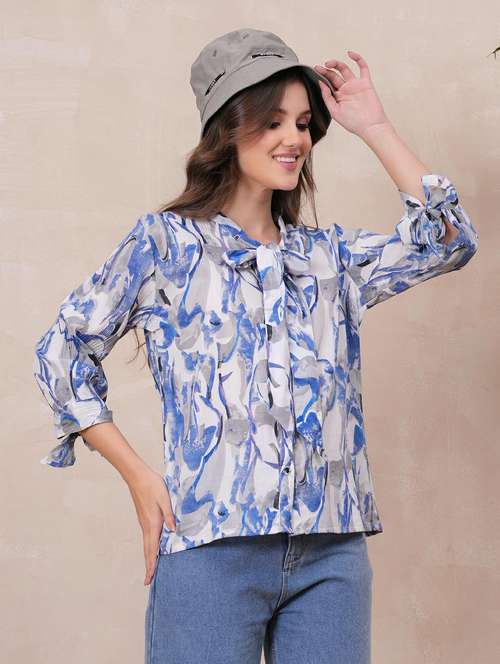 women printed three quarter sleeve regular shirt - 22146691 - Standard Image - 0