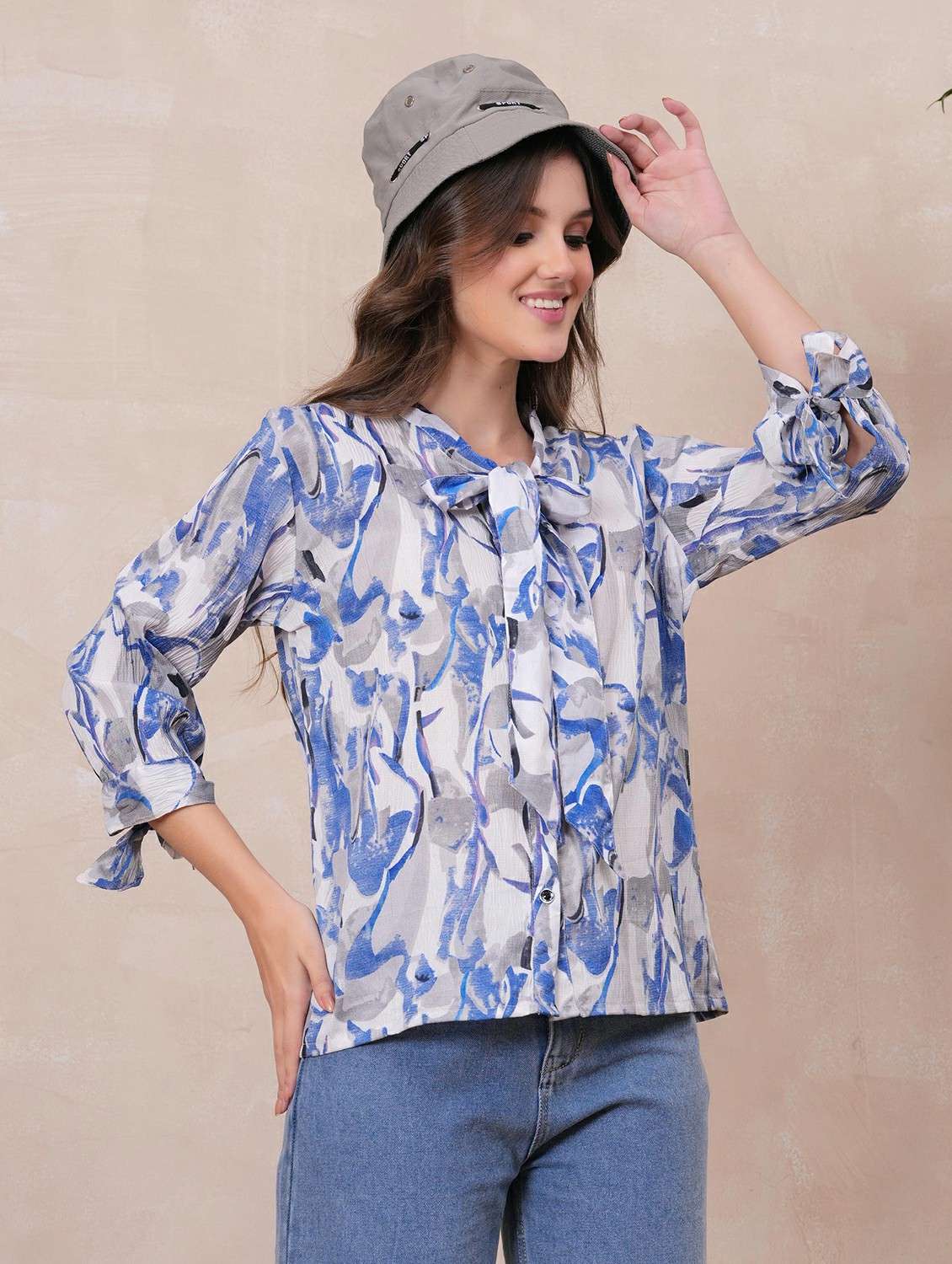 women printed three quarter sleeve regular shirt - 22146691 - Zoom Image - 0