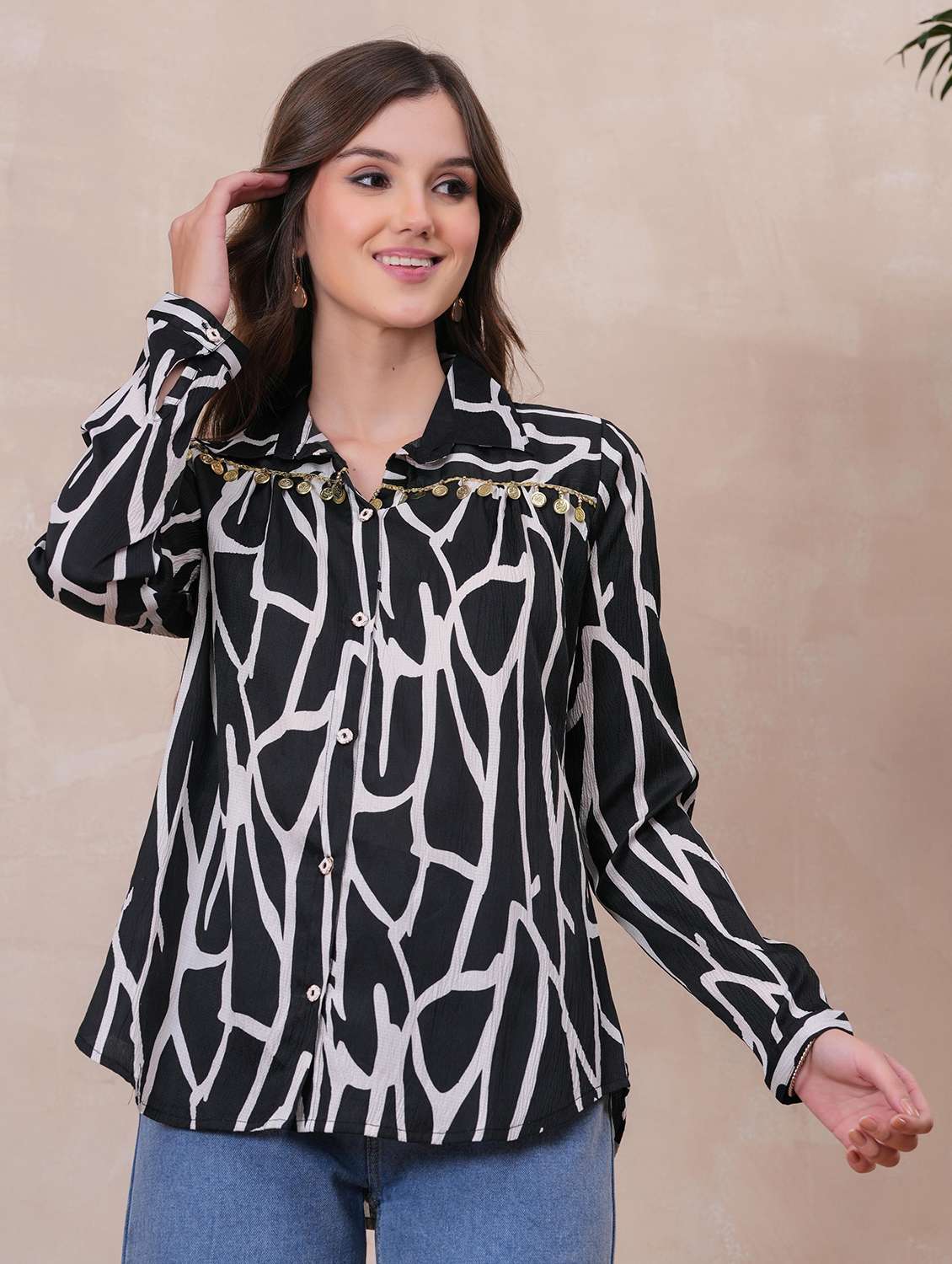 women printed long sleeve regular shirt - 22146692 -  Zoom Image - 0