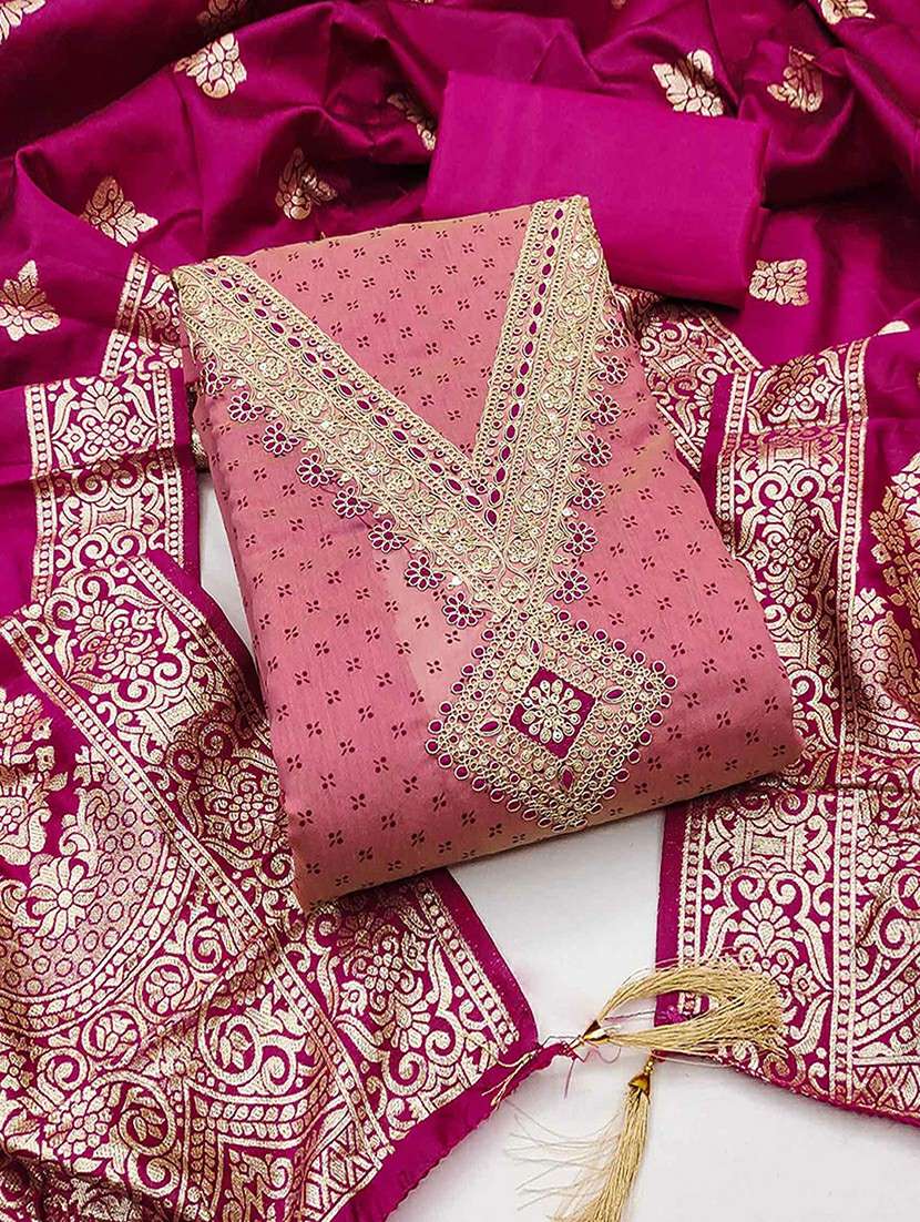 women printed embroidered unstitched suit set