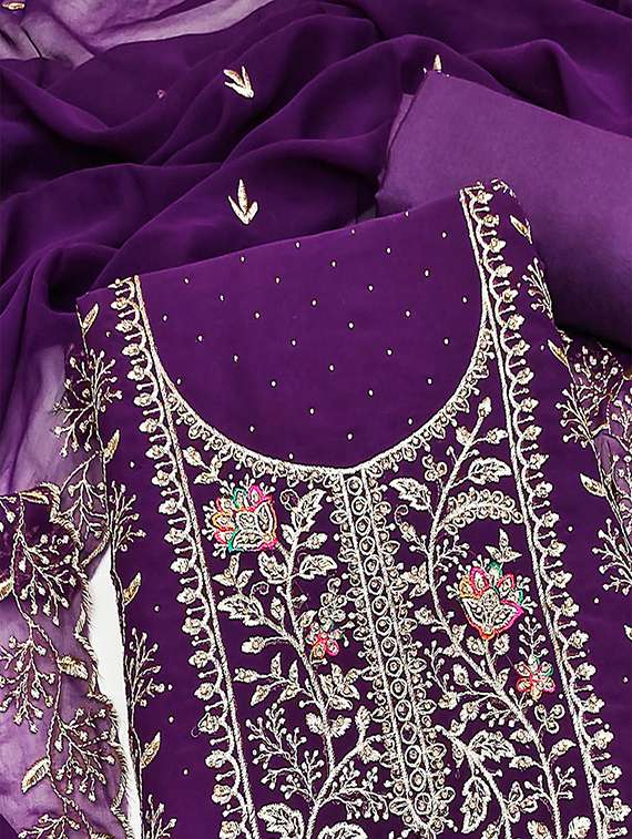 women solid with work unstitched suit set - 22146704 -  Standard Image - 3