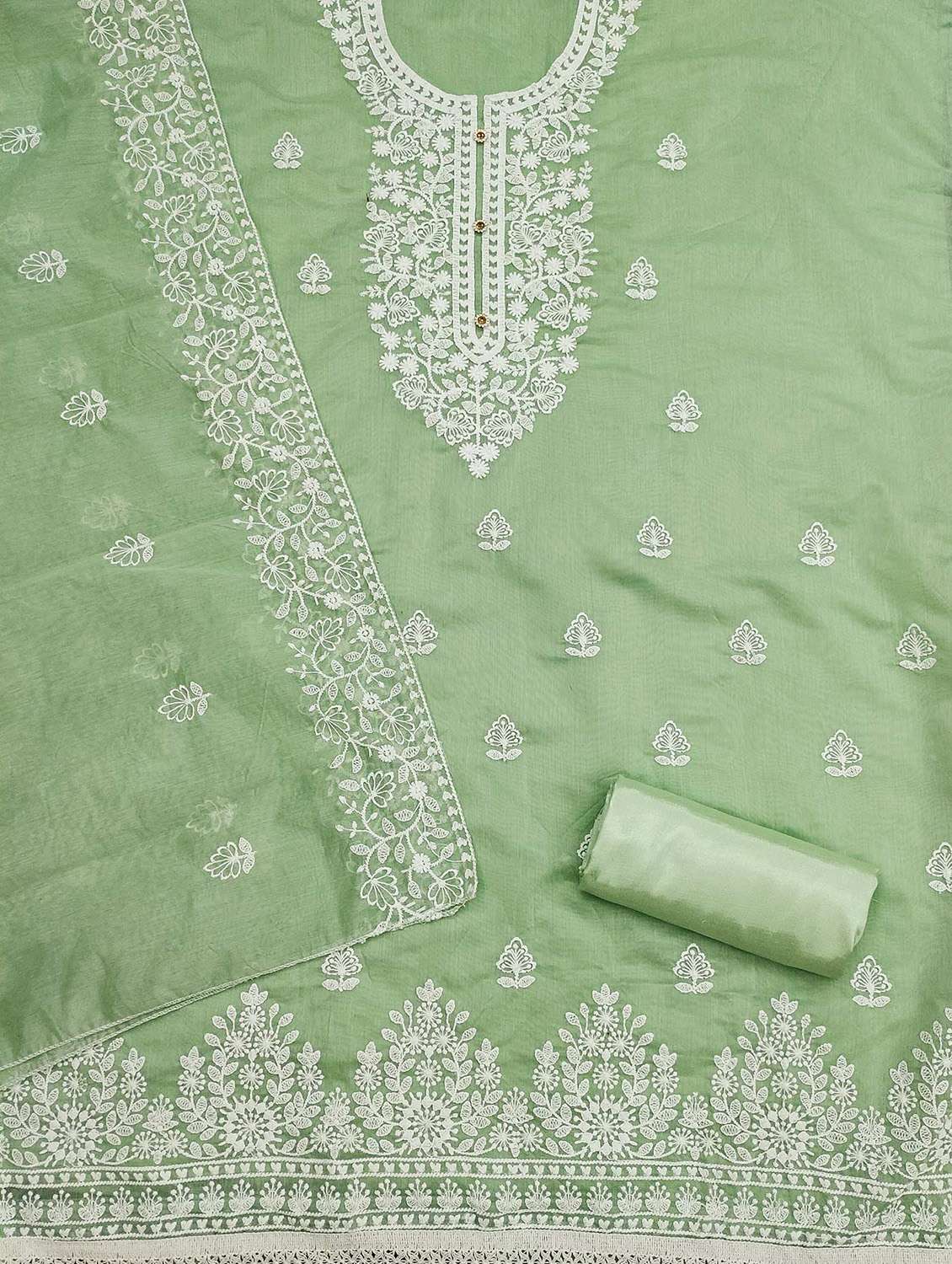 women solid with work embroidered unstitched suit set - 22146734 -  Standard Image - 3