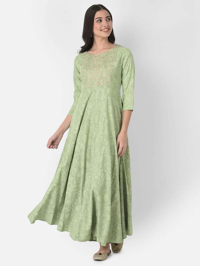 women embroidered three quarter sleeve anarkali kurta - 22146781 -  Standard Image - 3