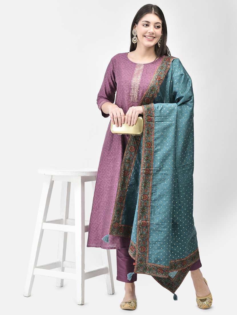 women printed three quarter sleeve a-line kurta