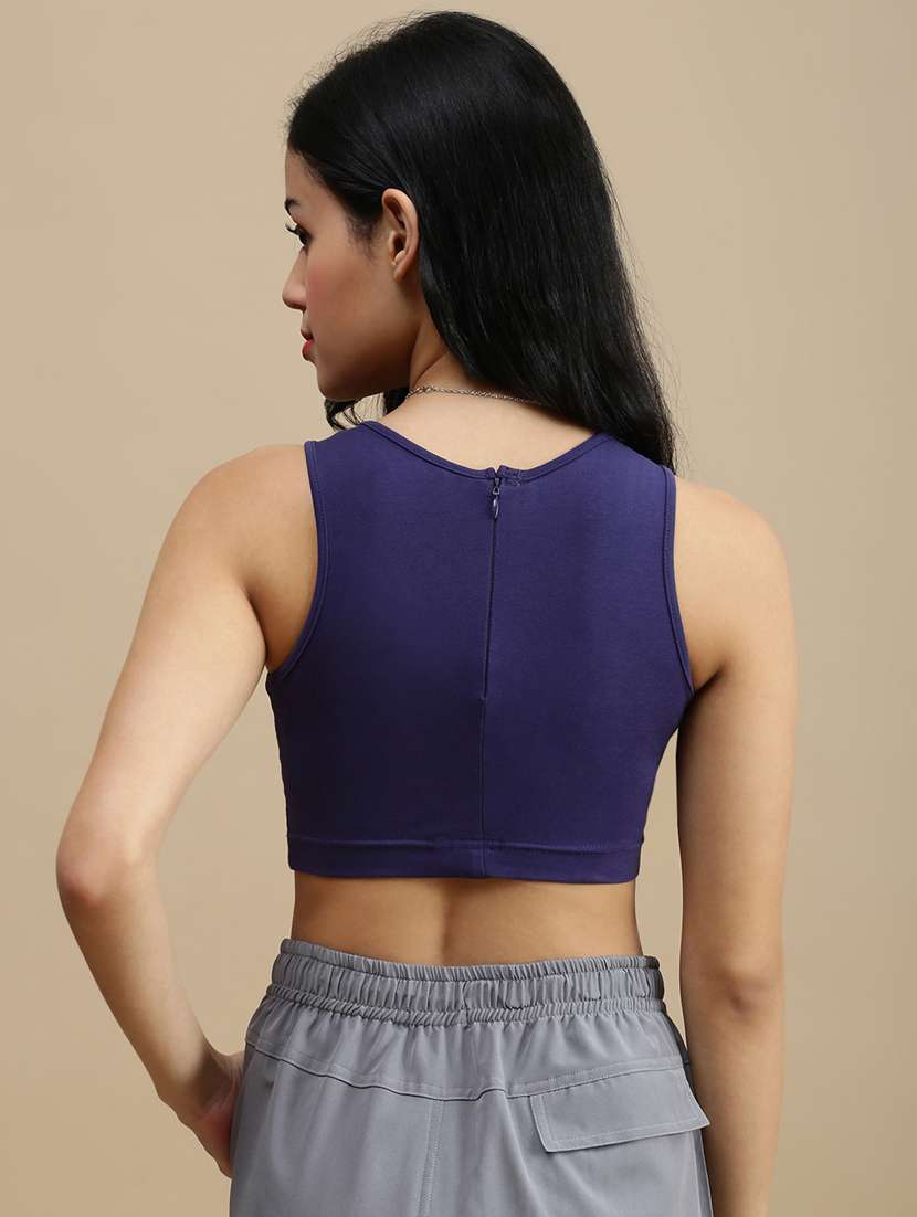 women solid sleeveless crop top - 22146877 -  Standard Image - 3